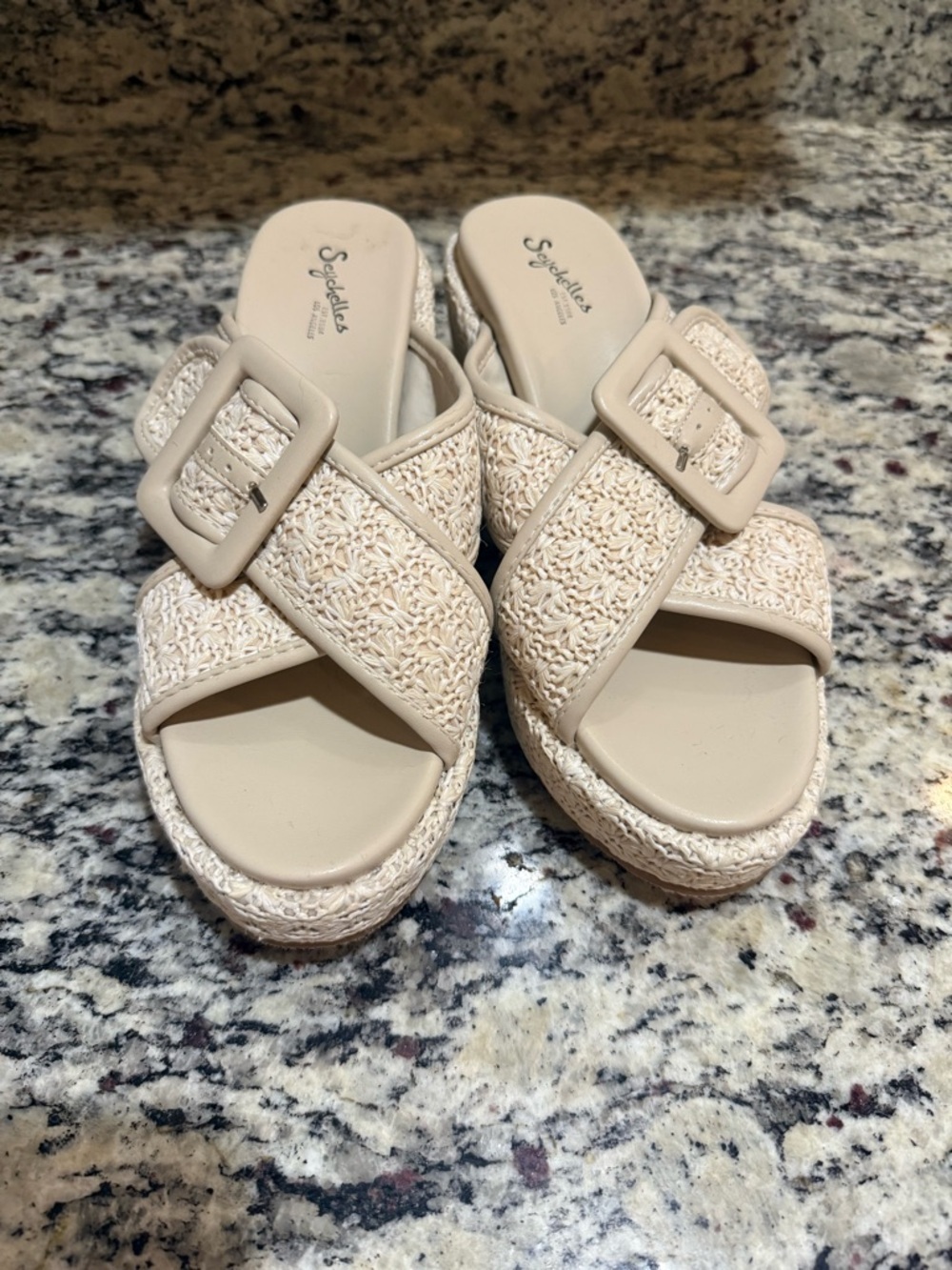 Seychelles Calli Platform Beige Sandals 7.5